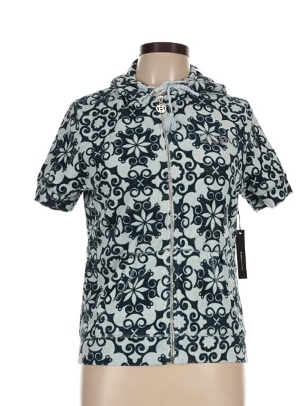 Y2K BCBGMAXAZRIA Short-Sleeve Hooded Zip Front Jacket NWT Size L